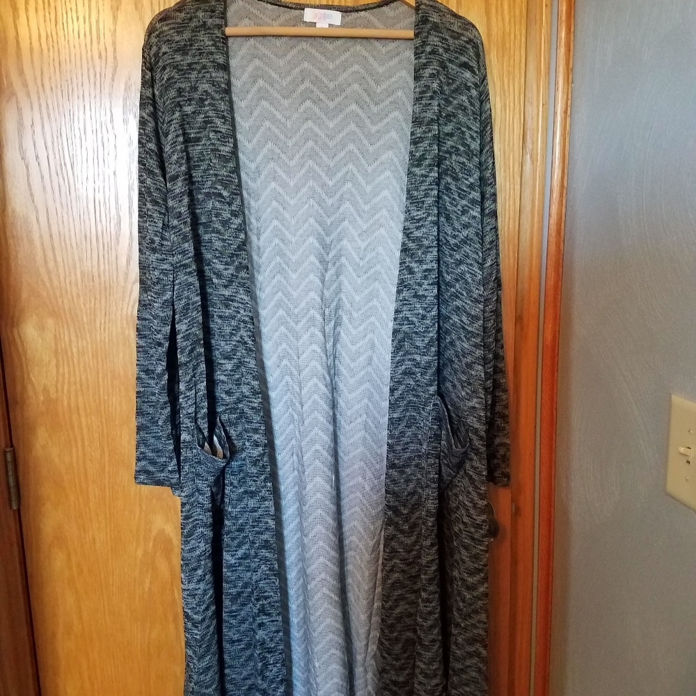 LuLaRoe Long Open Front Cardigan in Charcoal Heather